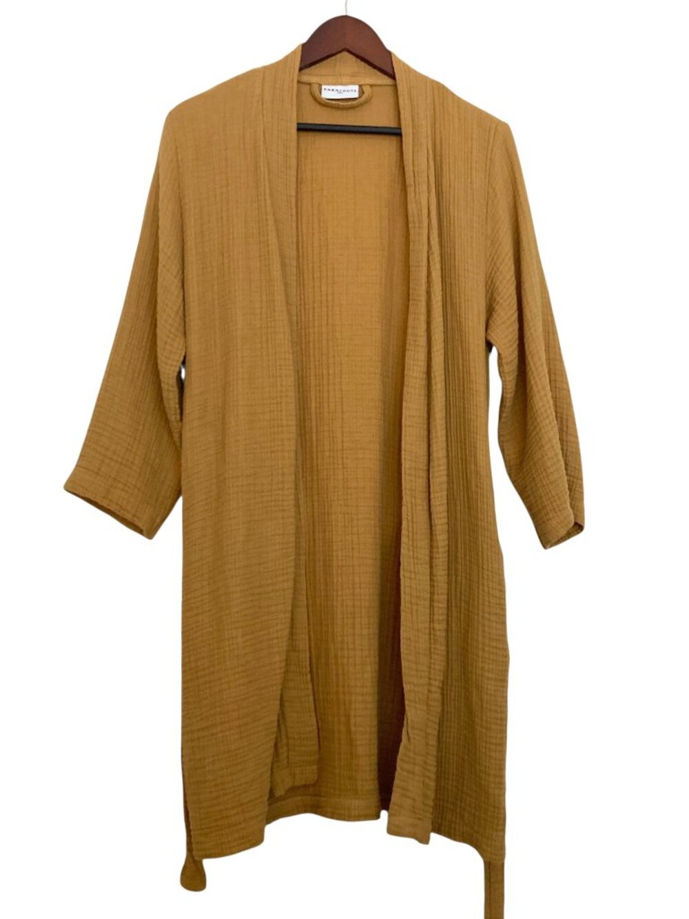 Parachute Cloud Robe Belted Cotton Gauze Knee Length Size S Gold Ochre - Picture 8 of 10